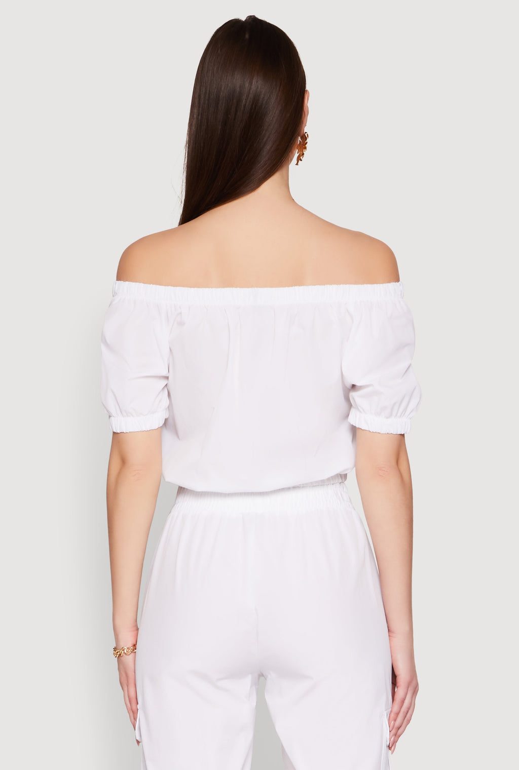 Puff Sleeve Zip Front Crop Top